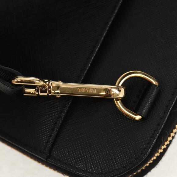 PRADA Shoulder Bag Safiano leather Black Gold Auth am10022V - Picture 10 of 16